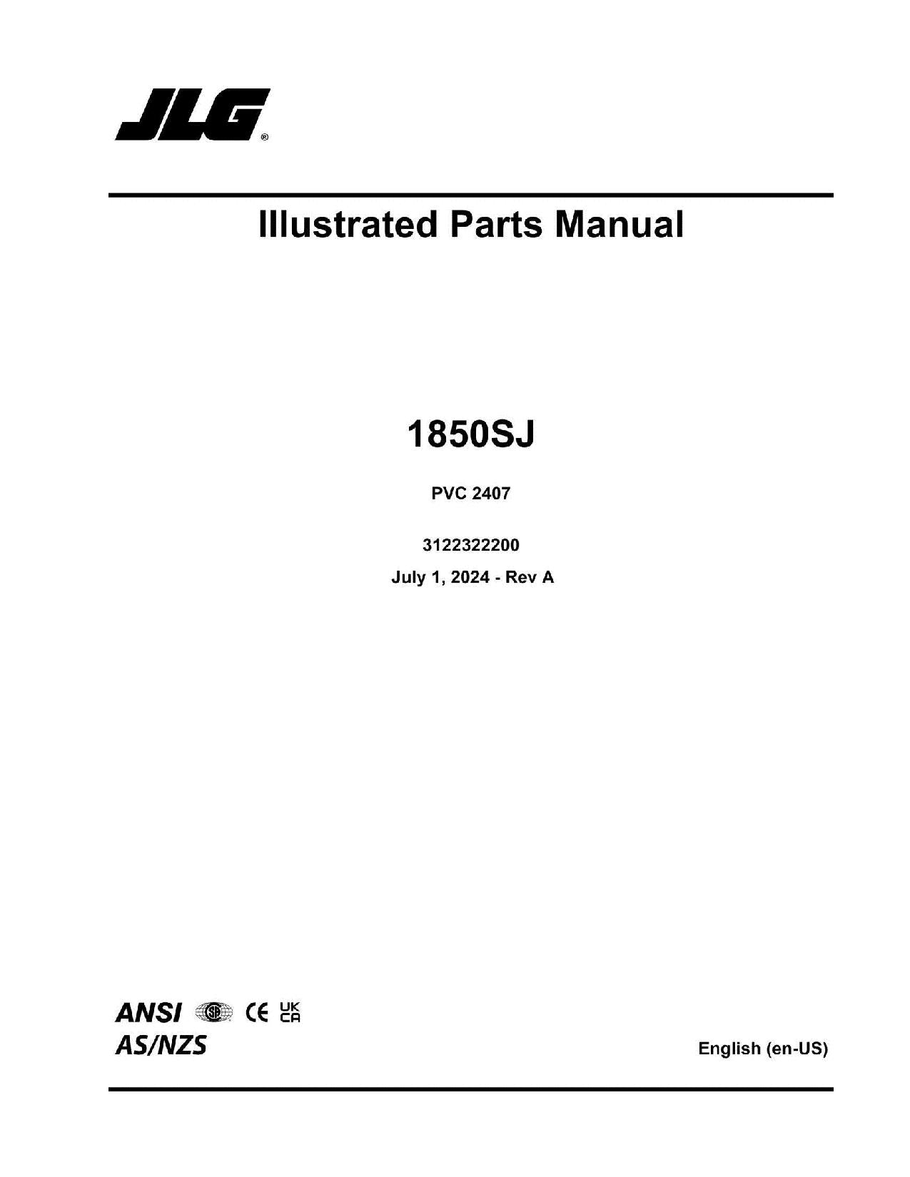Manual del catálogo de piezas del elevador de pluma JLG 1850SJ