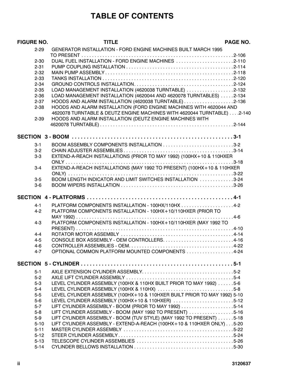 Manual del catálogo de piezas del elevador de pluma JLG 00HX 100HX+6 110HX 110HXER