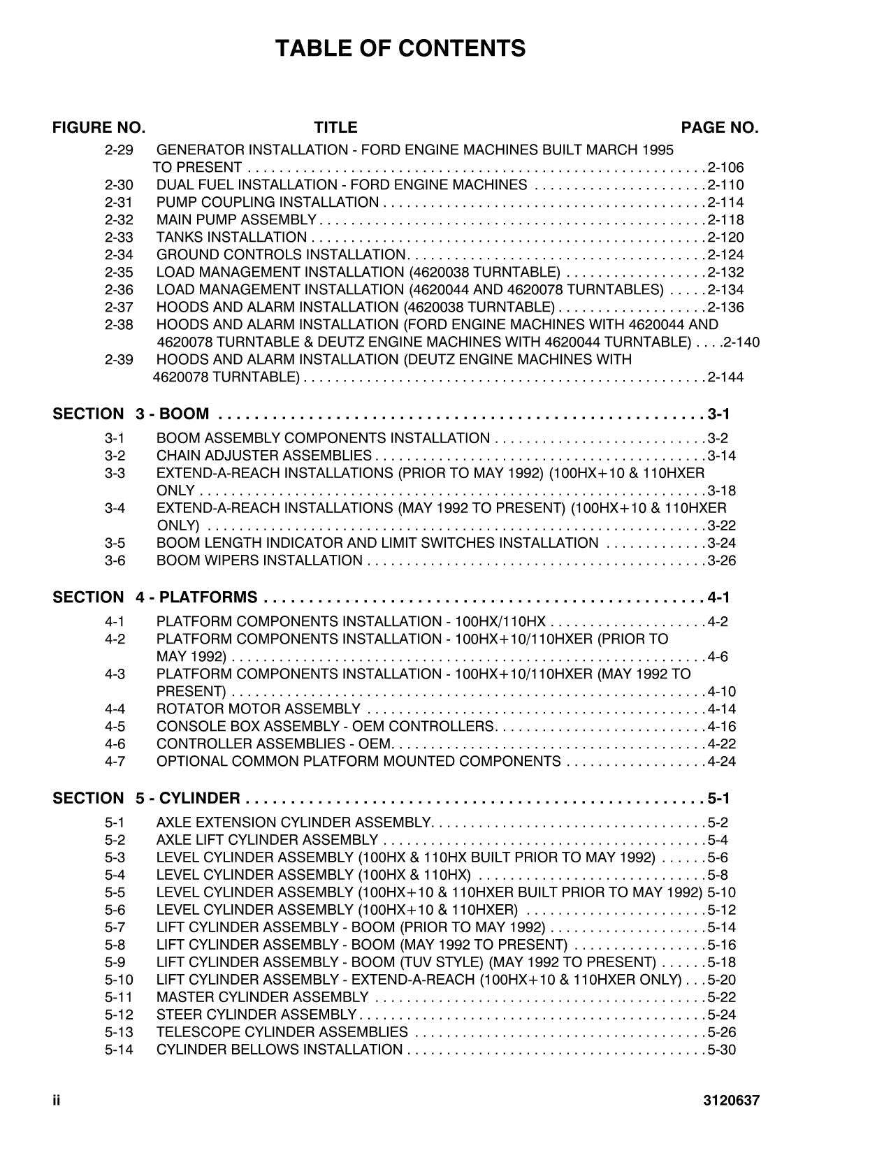 Manual del catálogo de piezas del elevador de pluma JLG 00HX 100HX+6 110HX 110HXER