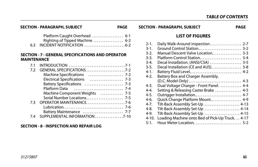 JLG 25AM 30AM 38AM Boom Lift Maintenance Operation Operators Manual