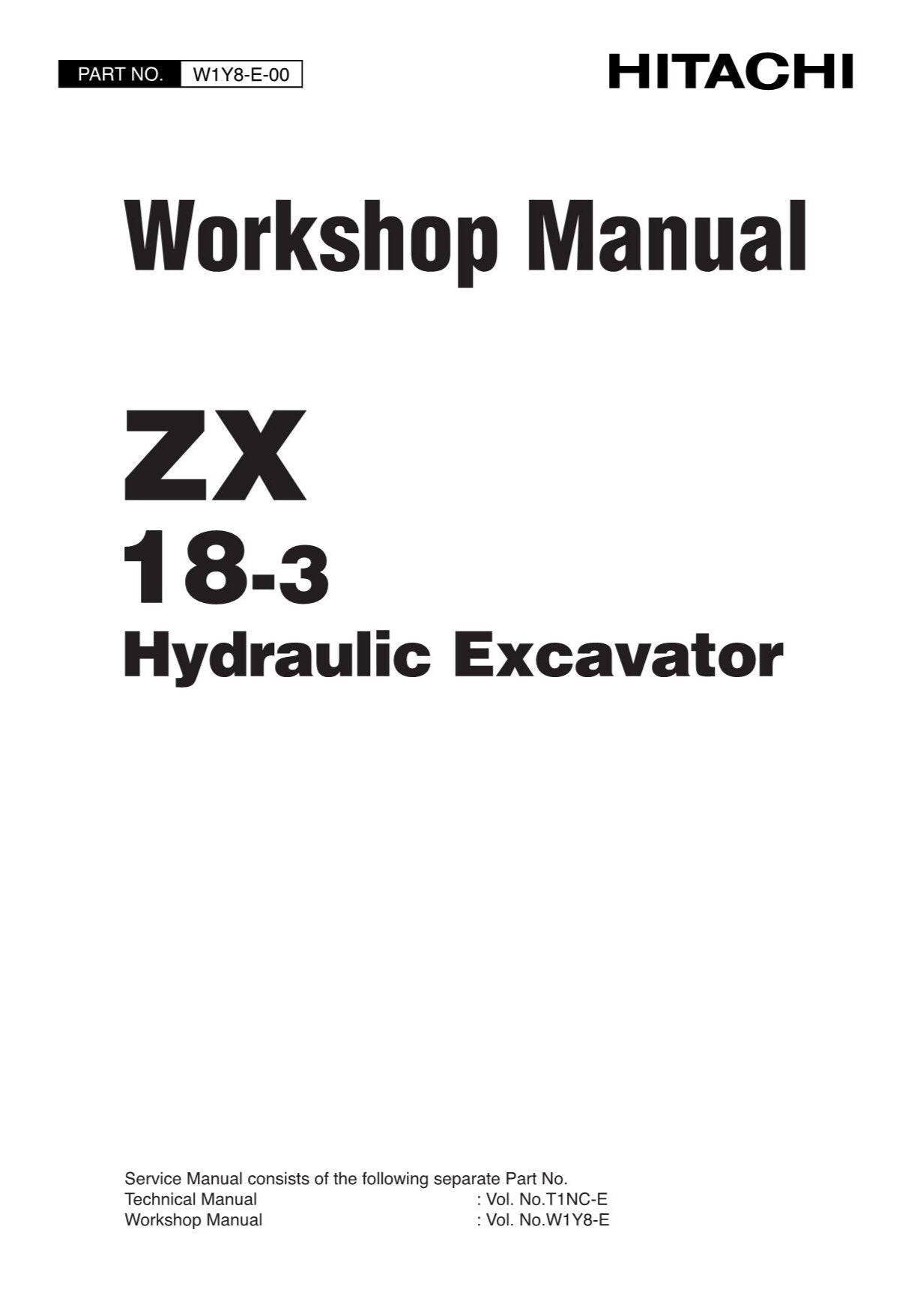Manual de servicio y reparación de la excavadora Hitachi ZX18-3