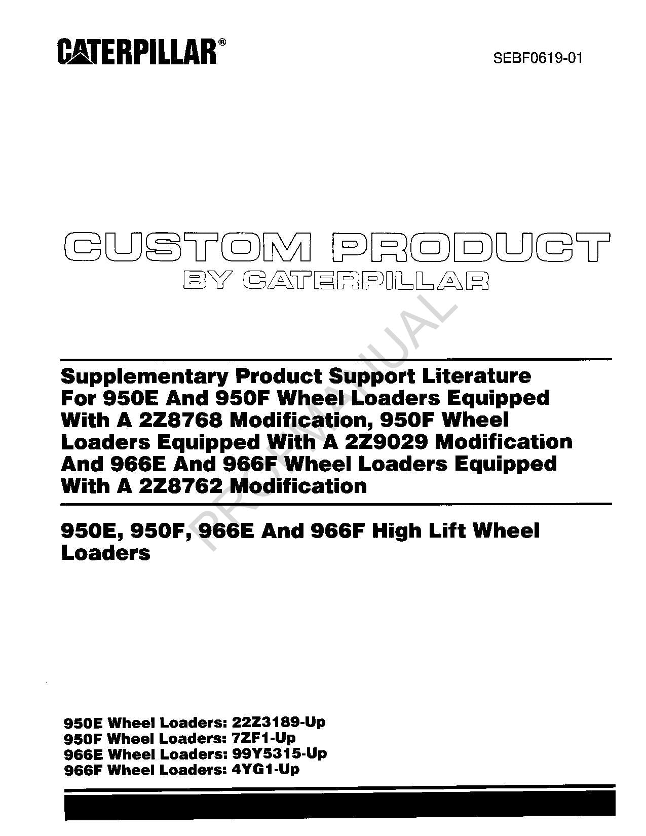 Catálogo de piezas modificado para equipo cargador Caterpillar Suppl 966E 966F 2Z8762