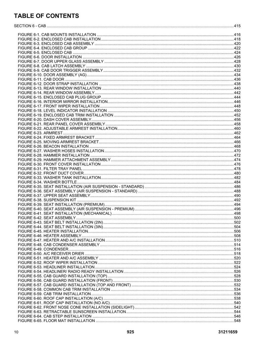 JLG 925 Telehandler Parts Catalog Manual 31211659
