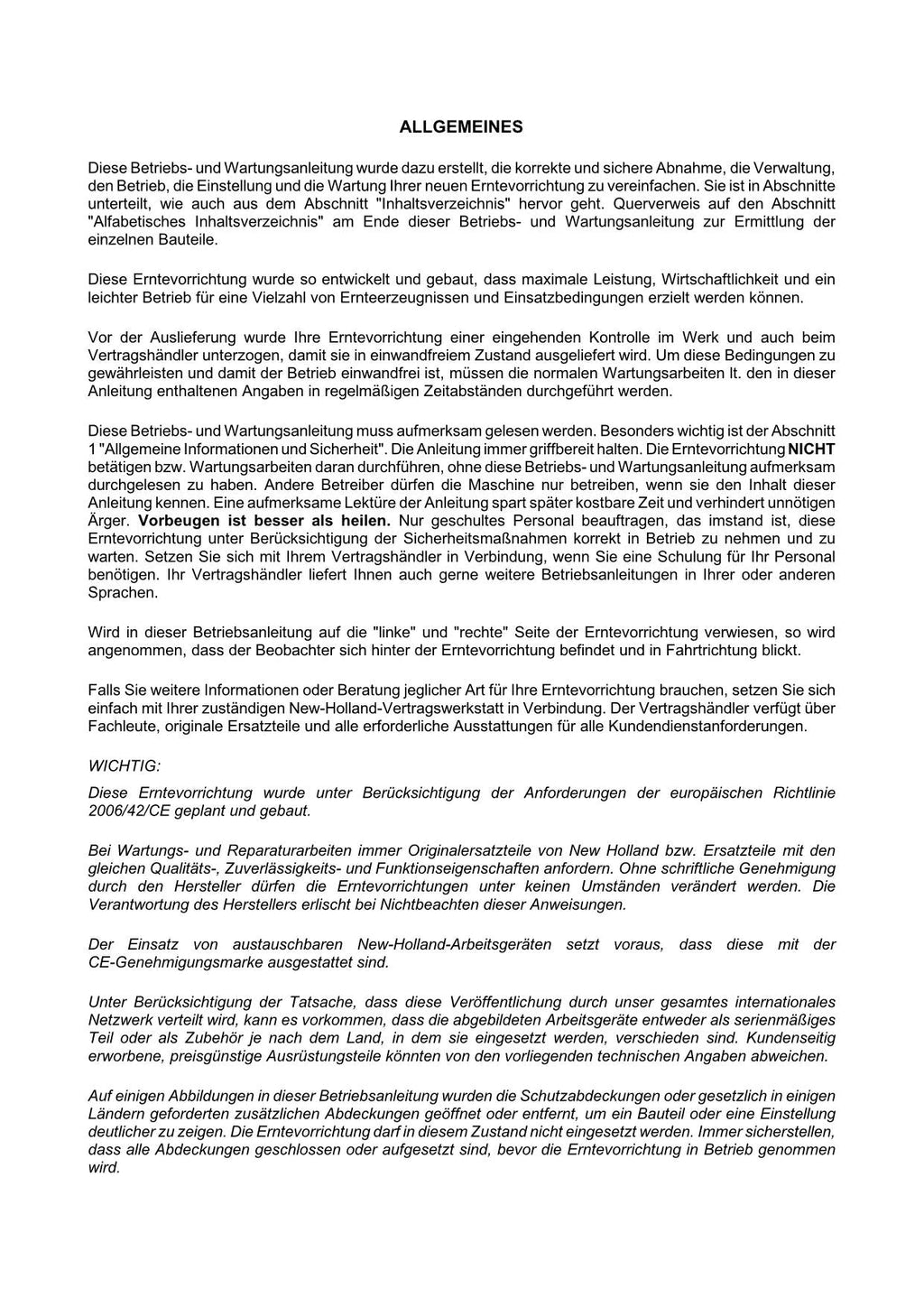 New Holland 270FP 280FP 290FP Schneidwerk Betriebsanleitung