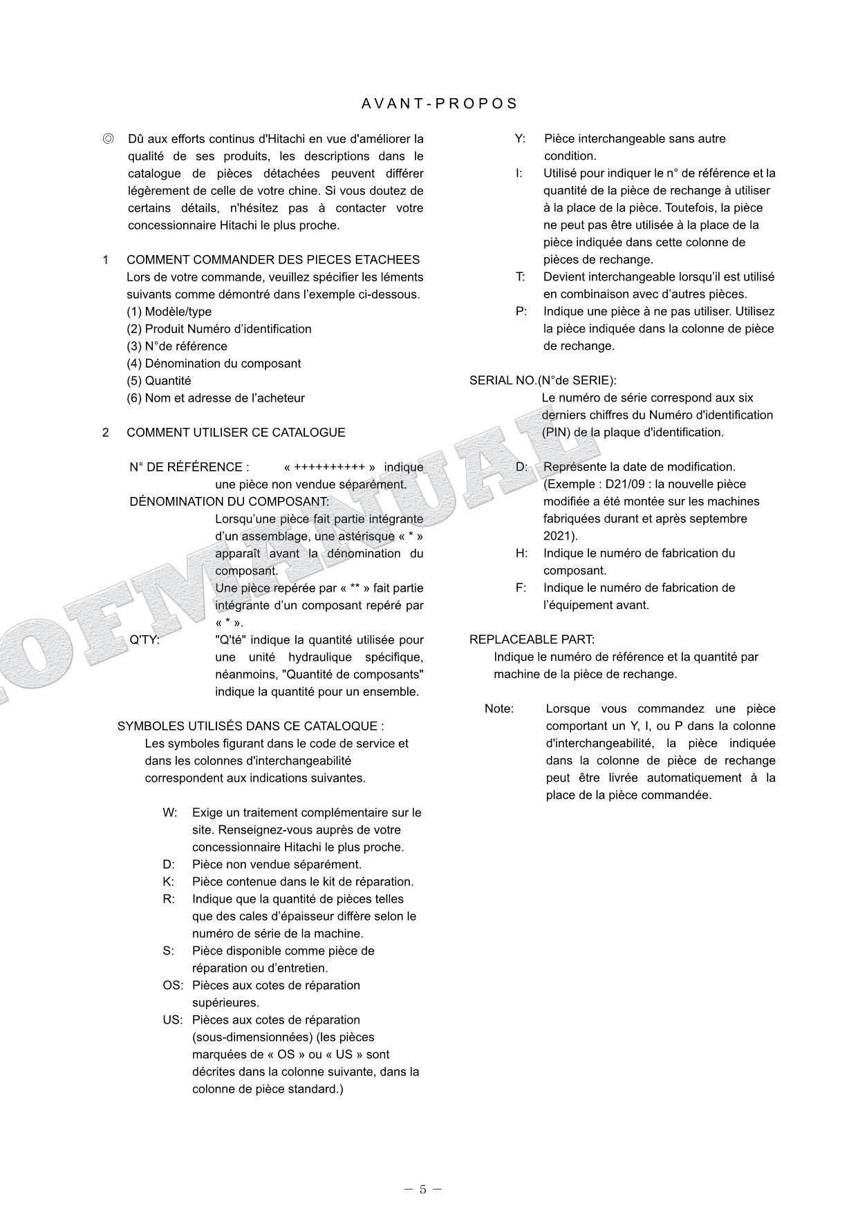 HITACHI EX100-5 EX100M-5 ISUZU 4BG1-PG Engine Parts Catalog Manual