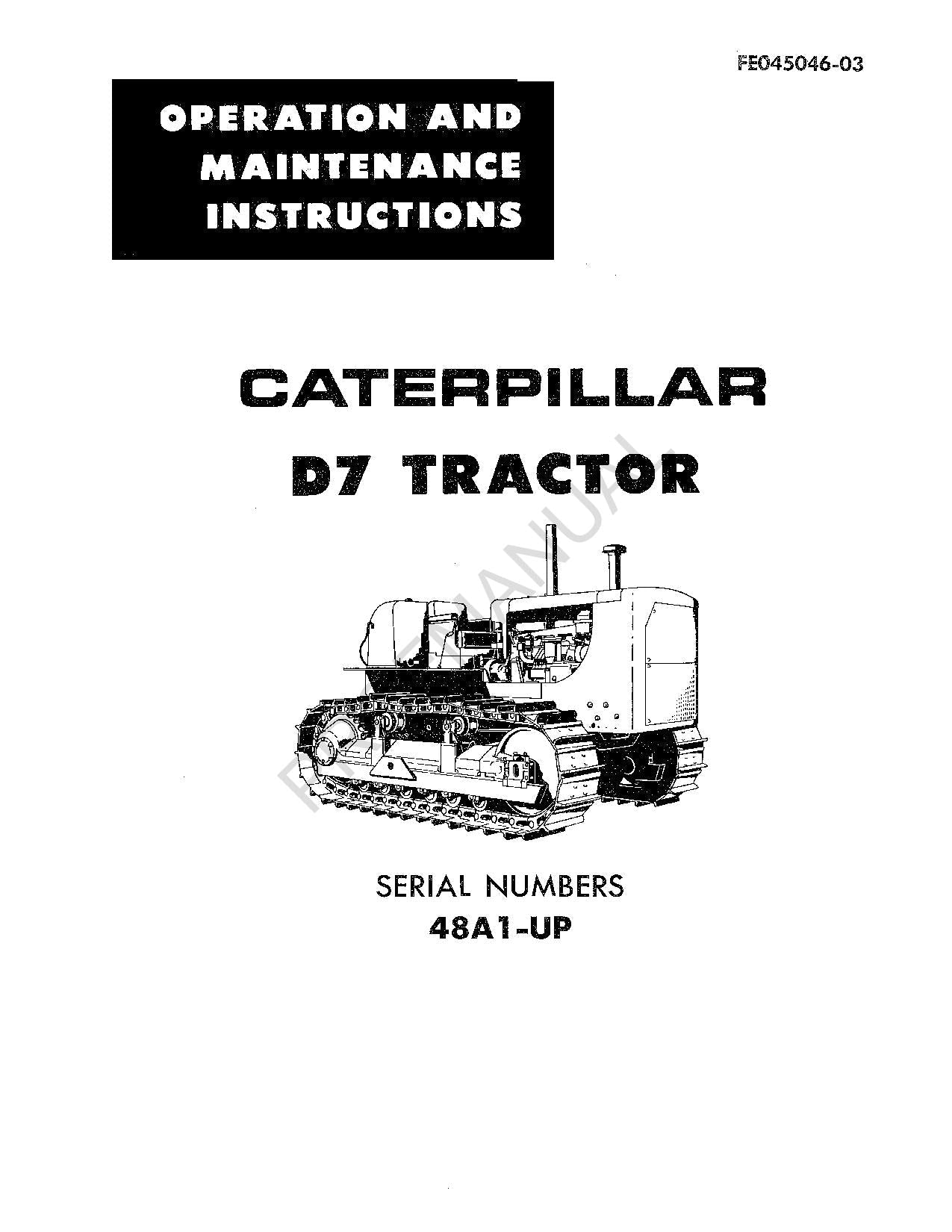 Manual de mantenimiento del operador del tractor Caterpillar D7 serie 48A1 en adelante