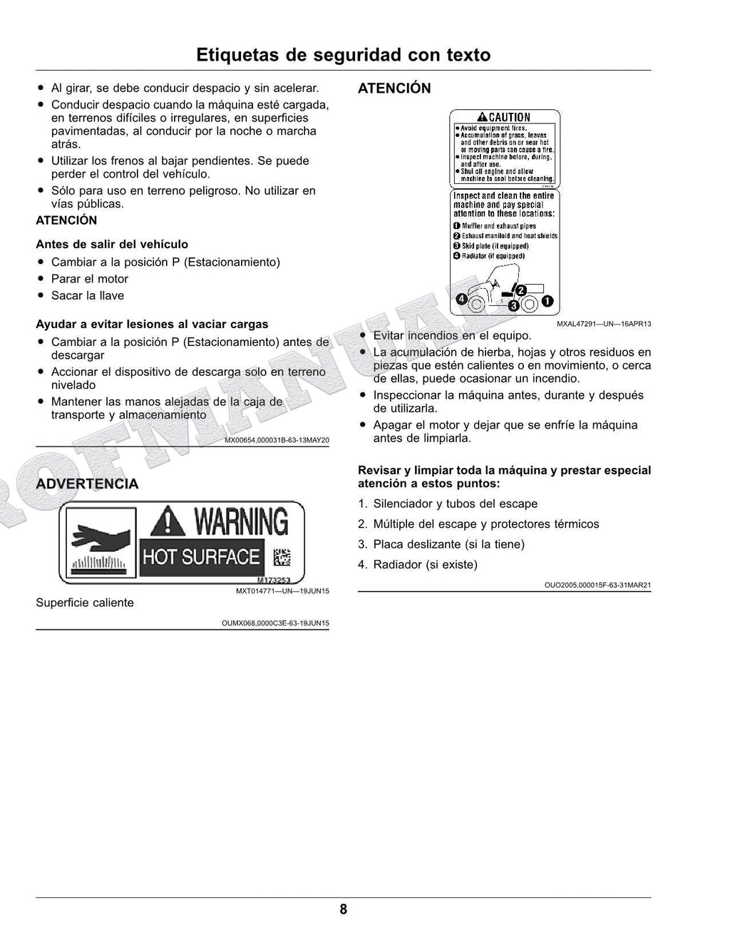 John Deere XUV825M S4 cocodrilo Manual del Operador Español SN 050001-