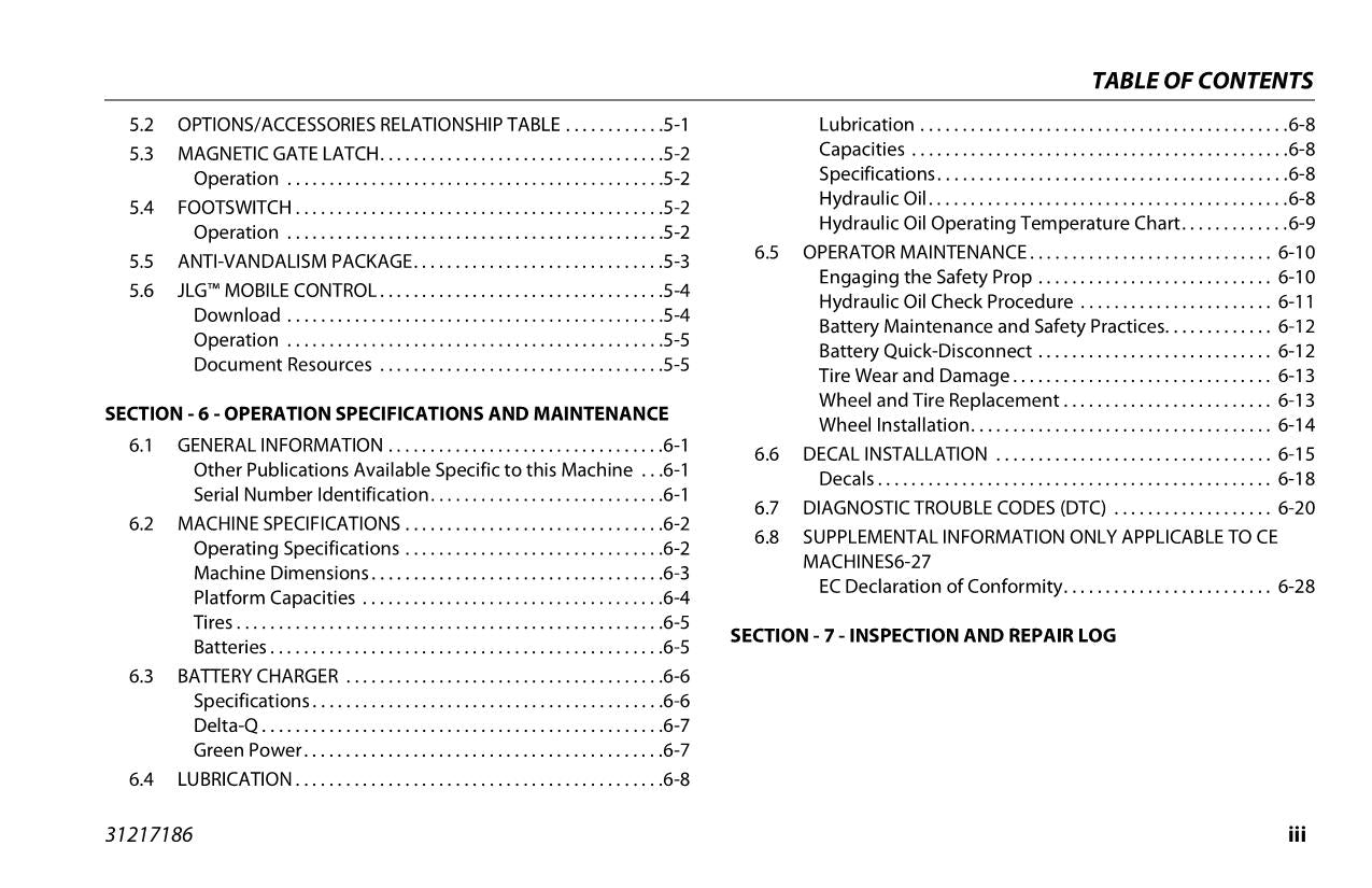 Manual del operador de mantenimiento y operación de elevadores de tijera JLG ES1330L ES1530L 31217186