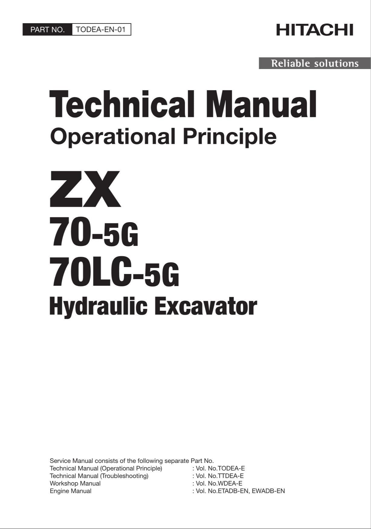 HITACHI ZAXIS ZX70-5G ZX70LC-5G Excavator Operational Principle Technical Manual