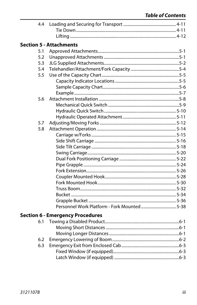 Manual del operador de mantenimiento y operación del manipulador telescópico JLG G15-44A