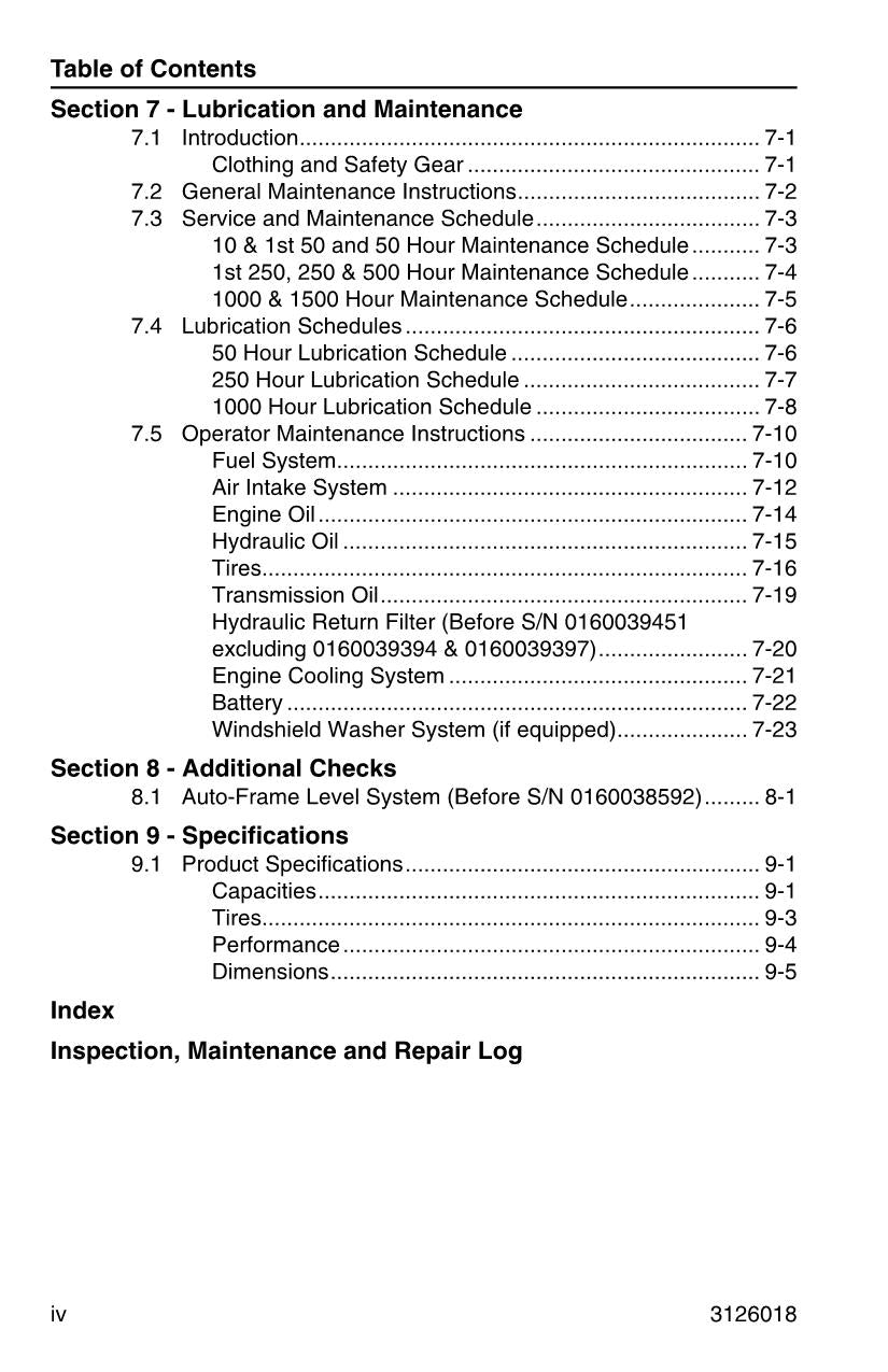 Manual del operador de mantenimiento y operación del manipulador telescópico JLG G10-55A G12-55A 3126018