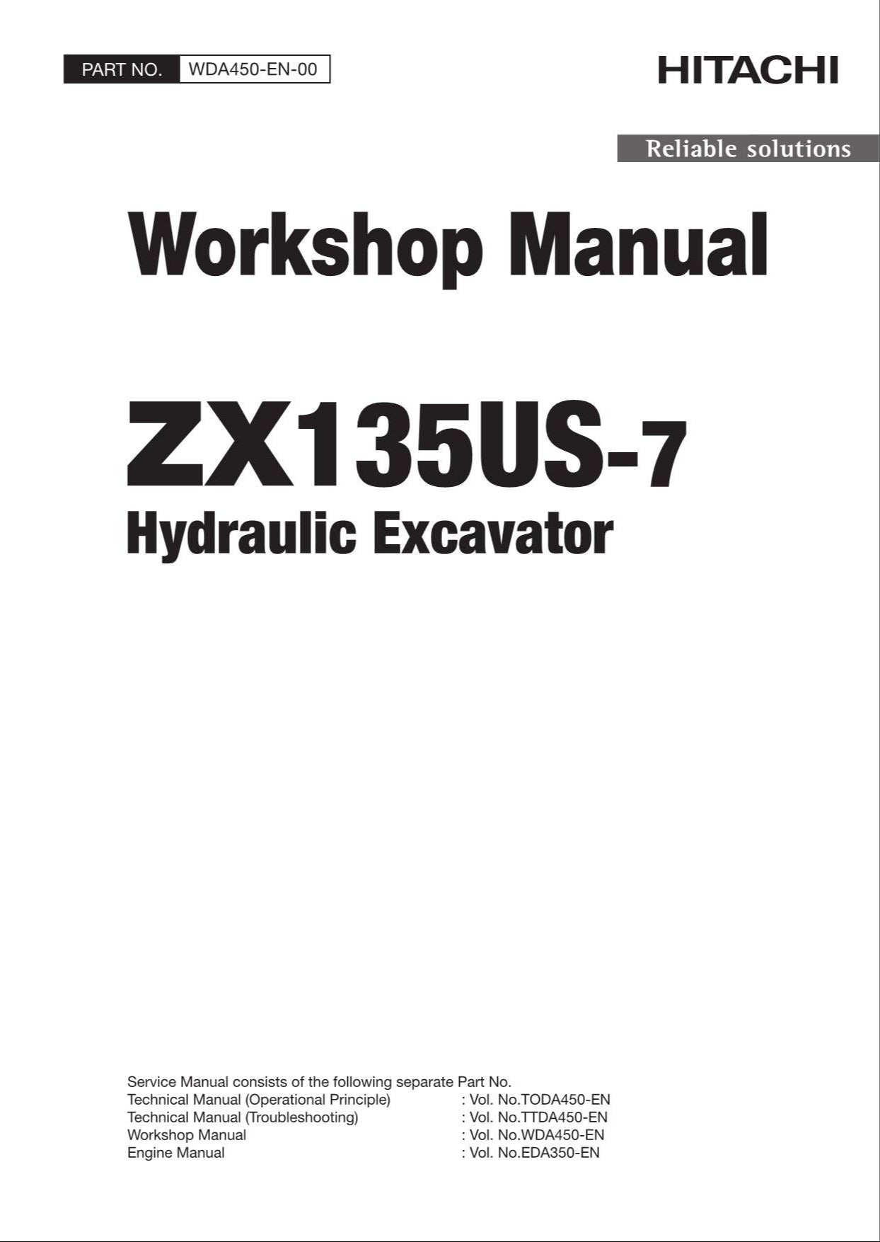 HITACHI ZAXIS ZX135US-7 Excavator Workshop Service Manual