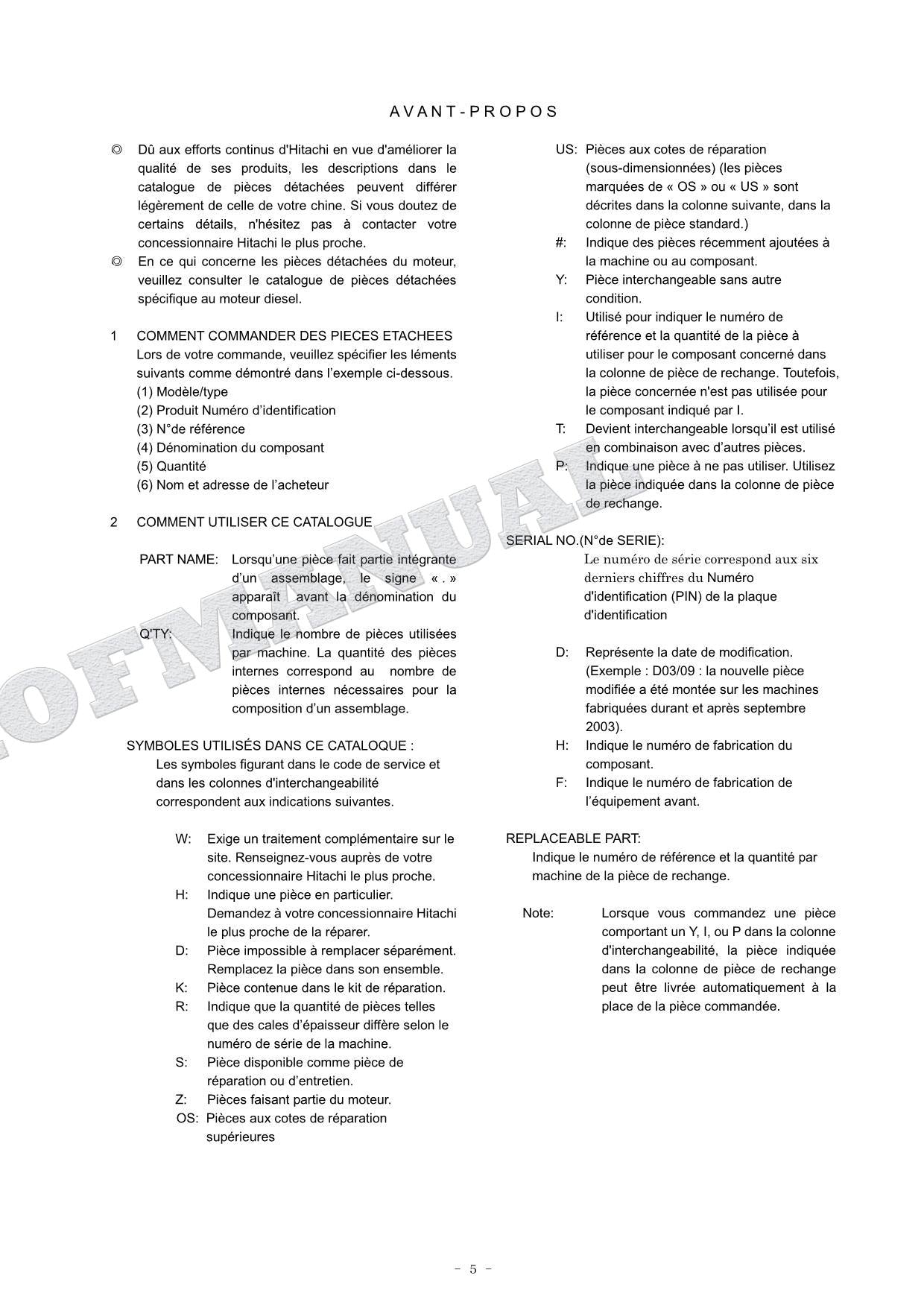 HITACHI ZAXIS ZX180W Excavator Parts Catalog Manual