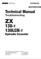 HITACHI ZX130-7 ZX130LCN-7 Excavator Troubleshooting +Schematic Technical Manual