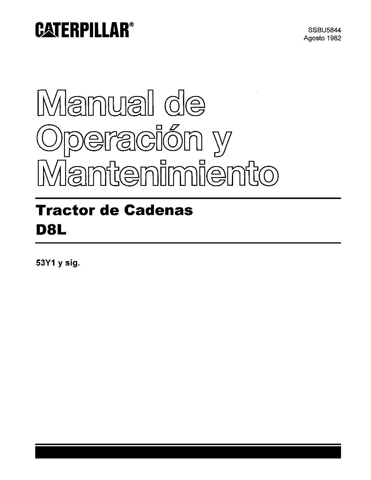 Caterpillar D8L Tractor de Cadenas Manual de Operación 53Y1-UP 7YB1-UP 7JC1-UP