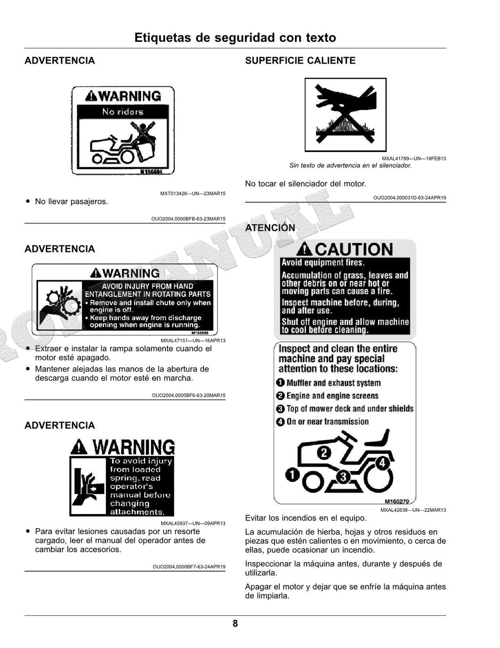 John Deere X350R Tractor Manual del Operador Español SN 150001-