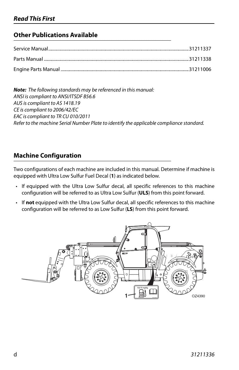 Manual del operador de mantenimiento y operación del manipulador telescópico JLG 3614RS 4017RS 31211336