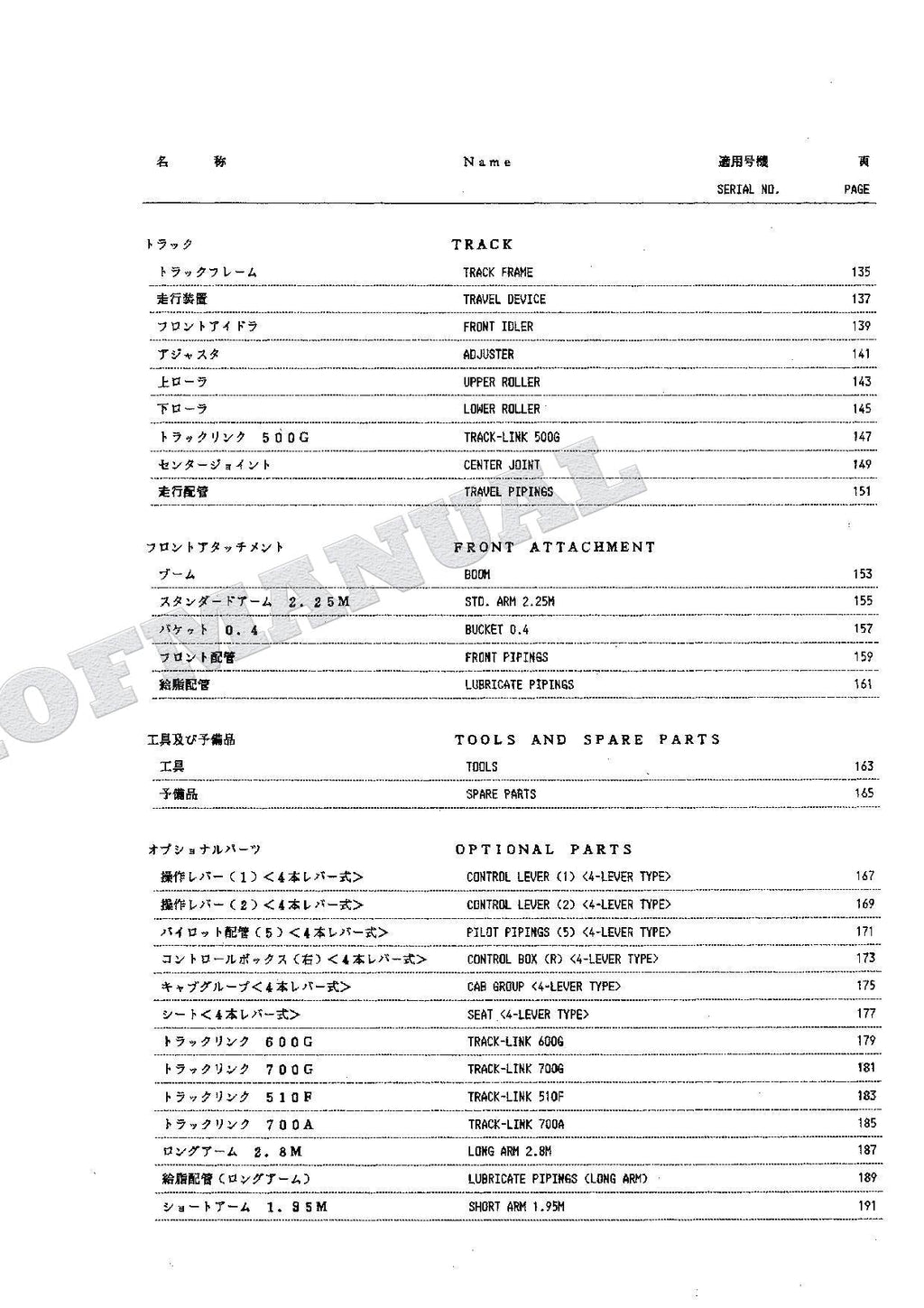 HITACHI EX100 Excavator Parts Catalog Manual SN 20001-