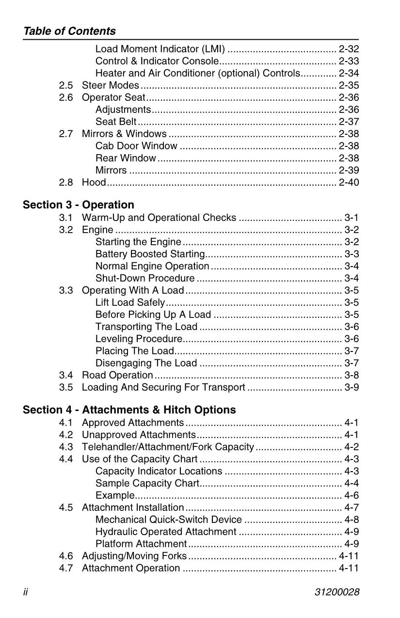 Manual del operador de mantenimiento y operación de manipuladores telescópicos JLG 3513 4013 4017 31200028