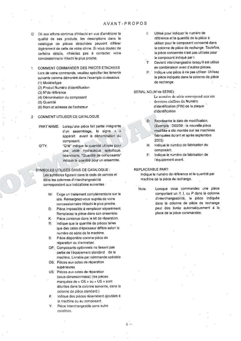 HITACHI ZAXIS ZX160LC Equipment Component Excavator Parts Catalog Manual