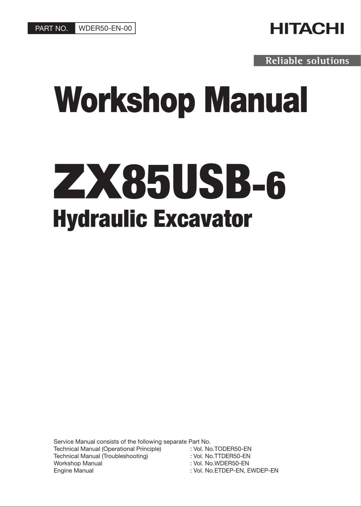 HITACHI ZAXIS ZX85USB-6 Excavator Workshop Service Manual