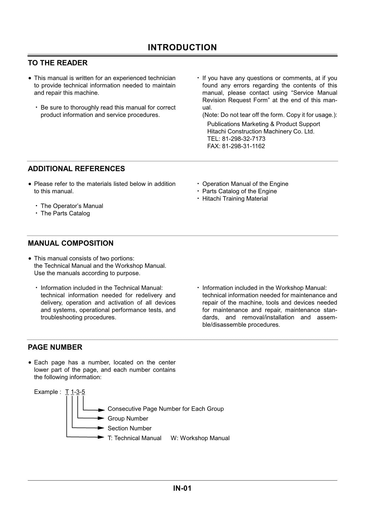 Hitachi EX29UE EX32UE EX36UE Operational Test Troublesh Scheme Service Manual