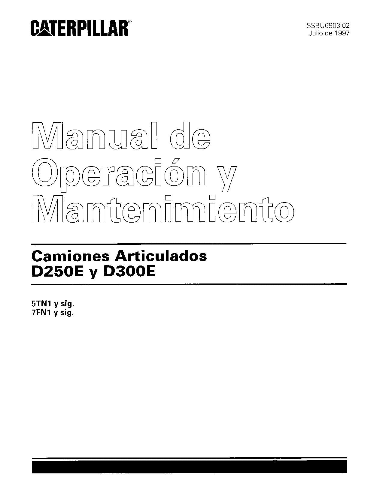 Caterpillar D250E D300E Camión articulado Manual de Operación y Mantenimiento