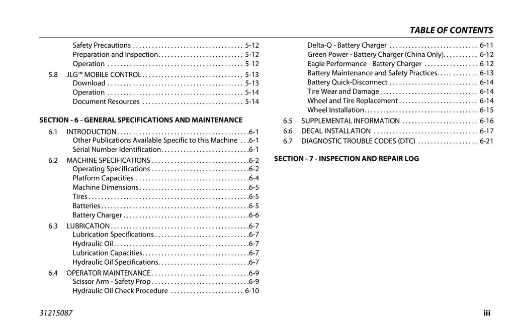 Manual del operador de mantenimiento de elevadores de tijera JLG R1532i R1932 R1932i 31215087