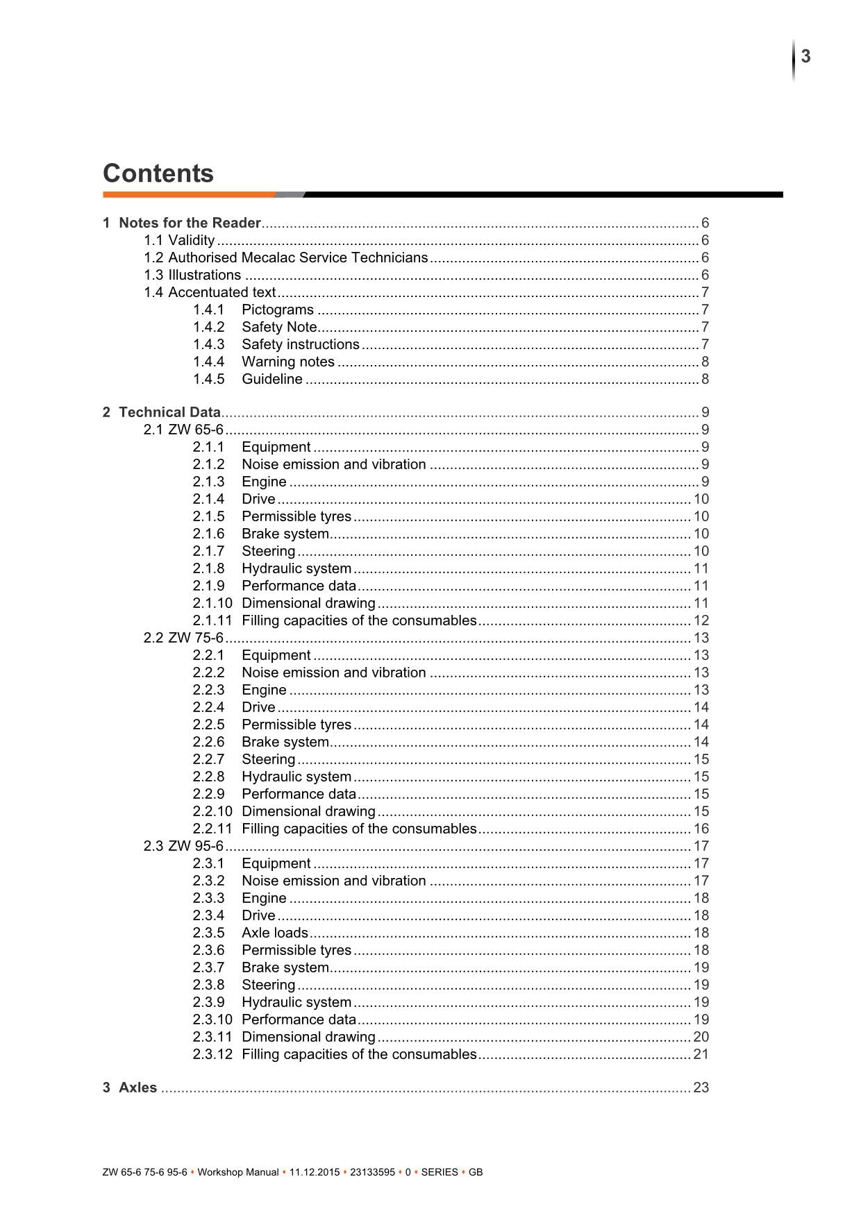 Hitachi ZW65-6 ZW75-6 ZW95-6 Wheel Loader Workshop Manual