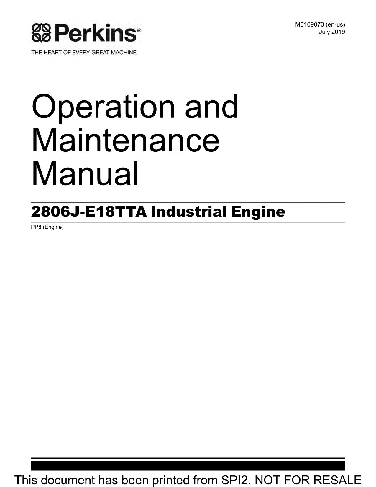 Hyundai PERKINS 2806J ENGINE Operation Maintenance Manual