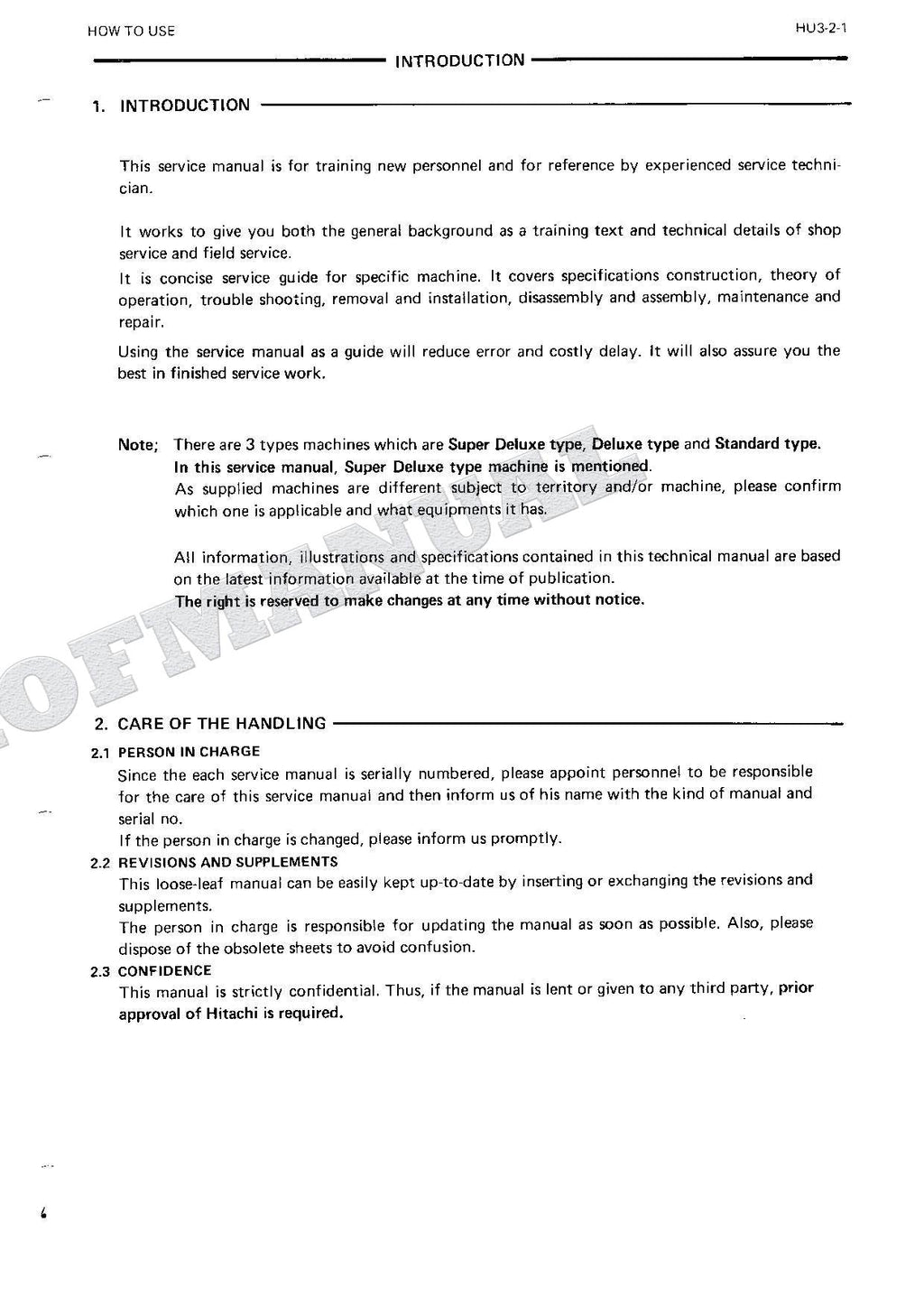 HITACHI EX270 Hudraulic Excavator Repair Service Manual
