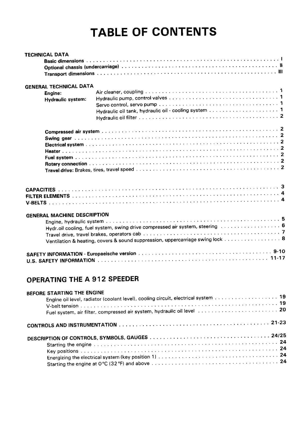 Liebherr A912 Speeder Excavator Operators manual