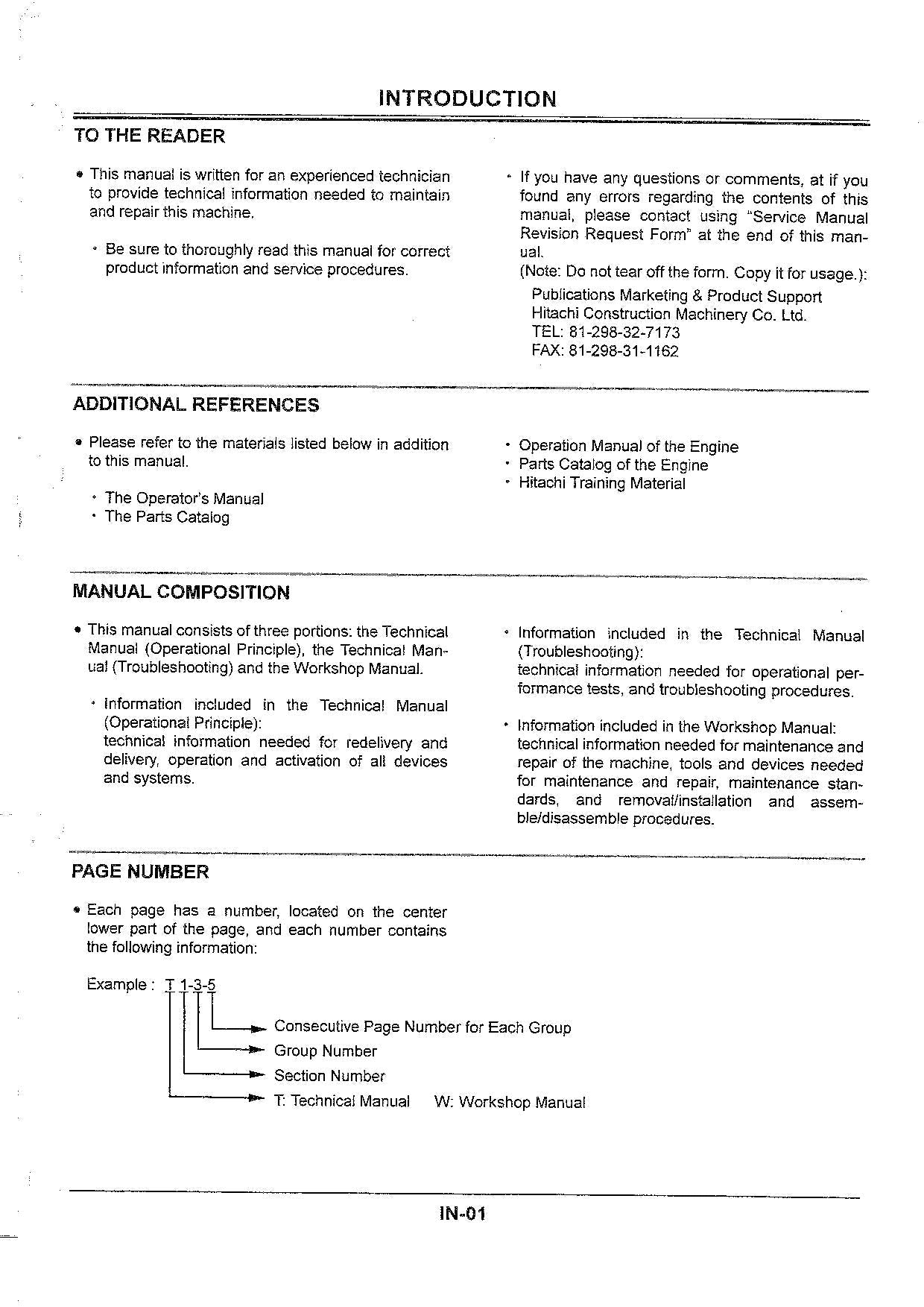 HITACHI EX75US-7 Excavator Workshop Service Manual