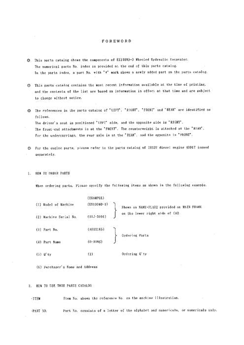 Manual del catálogo de piezas de la excavadora Hitachi EX100WD