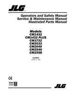 JLG CM2033 CM2046 CM2546 CM2558 Scissor Lift Operation Parts Catalog Manual