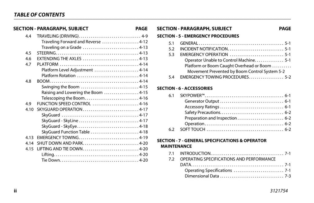 JLG 1030S 1100SJ Boom Lift Maintenance Operation Operators Manual