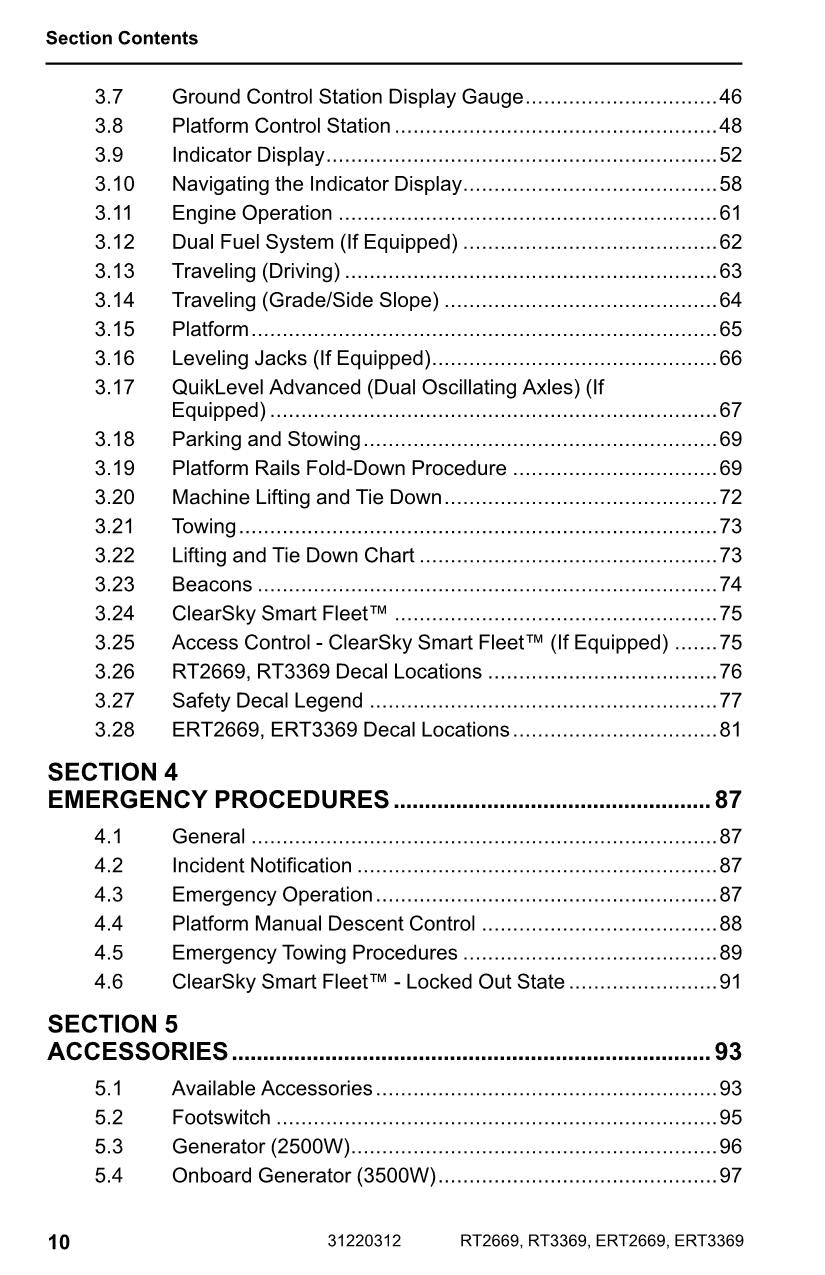 Manual del operador del elevador de tijera JLG ERT2669 ERT3369 RT2669 RT3369 31220312