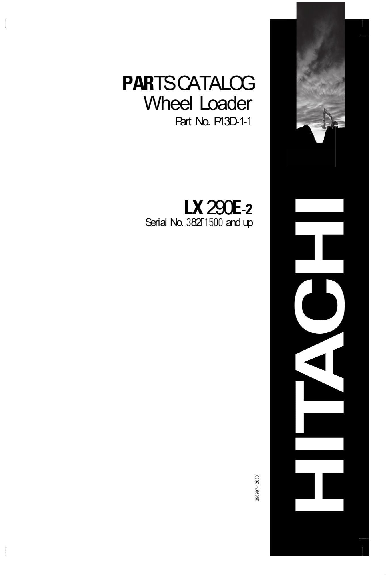 Hitachi LX290E-2 Wheel Loader Parts Catalog Manual SN 382F1500-up