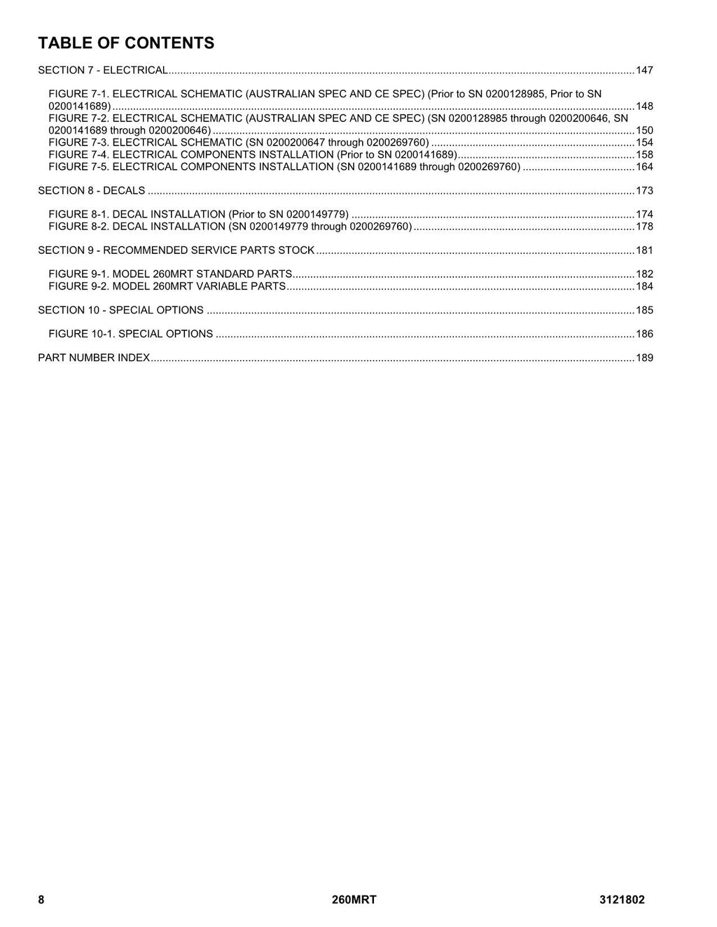 JLG 260MRT Scissor Lift Parts Catalog Manual