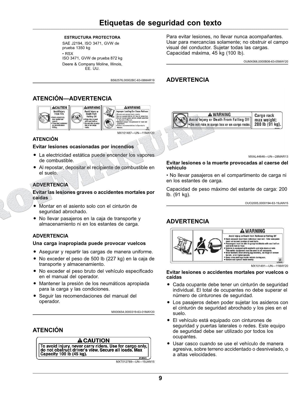 John Deere XUV560E XUV560E S4 cocodrilo Manual del Operador Español SN 040001-