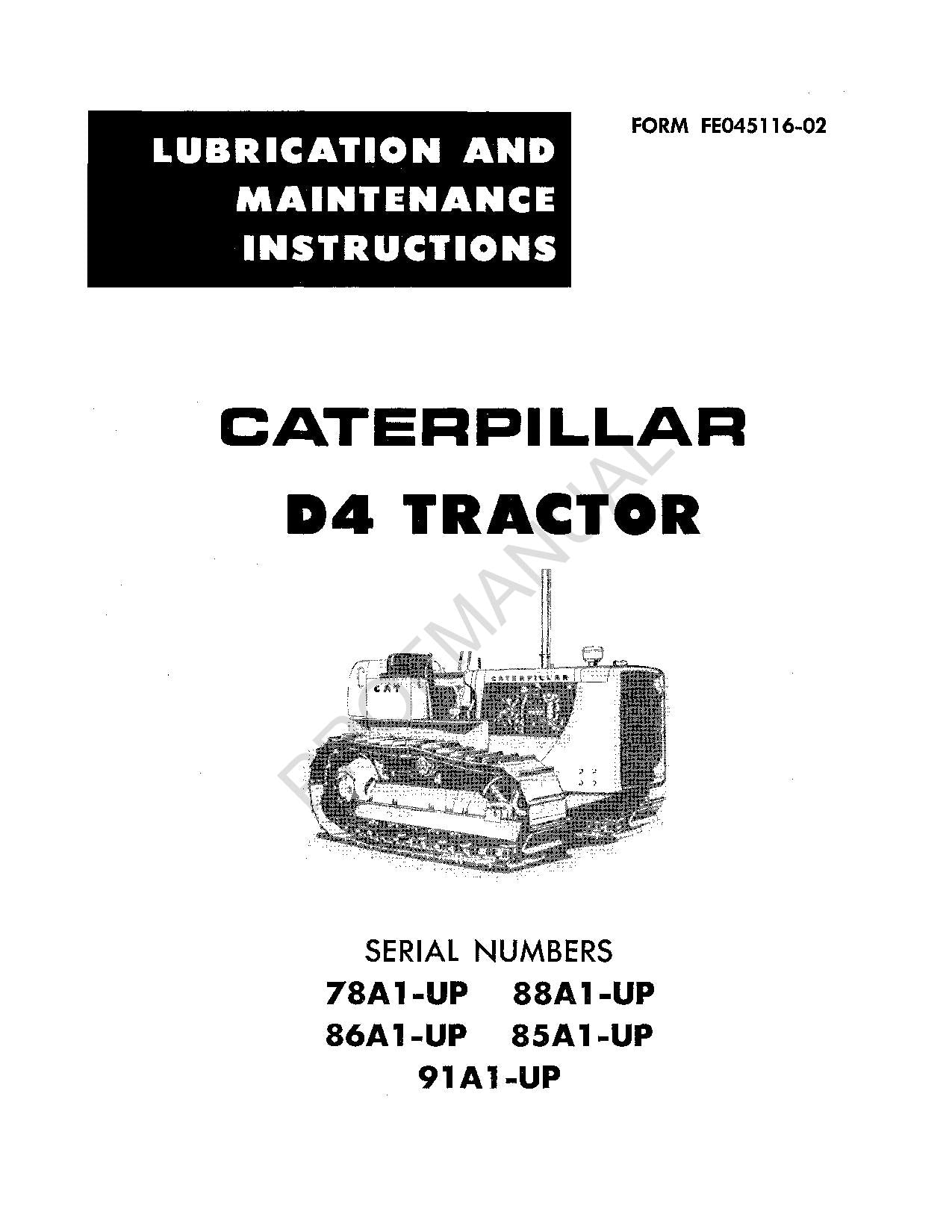 Caterpillar D4 Tractor Lubrication Maintenance Manual