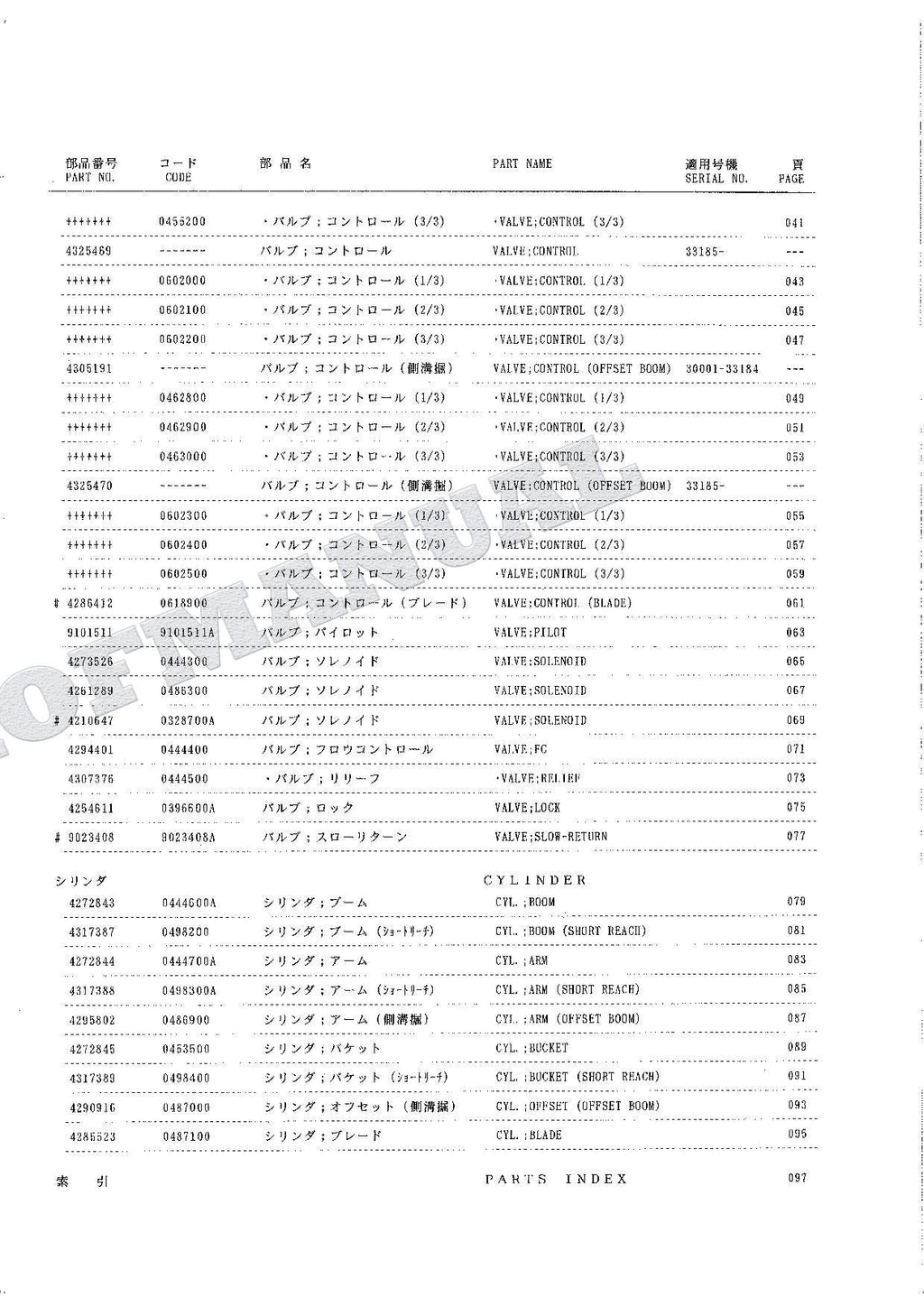 HITACHI EX60-2 Equipment Component Excavator Parts Catalog Manual