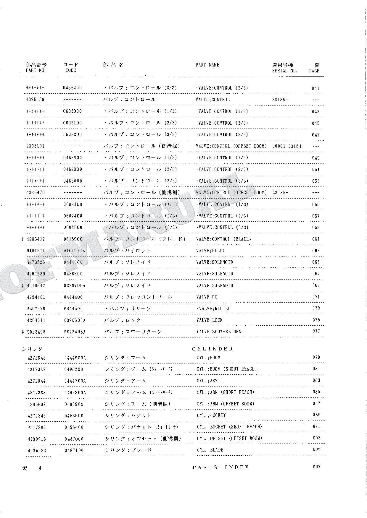 HITACHI EX60-2 Equipment Component Excavator Parts Catalog Manual