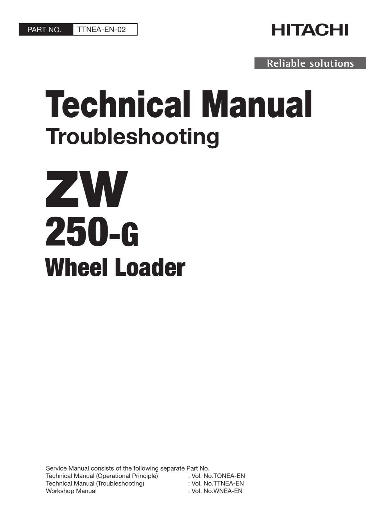 Hitachi ZW250-G Wheel Loader Technical Manual Troubleshooting
