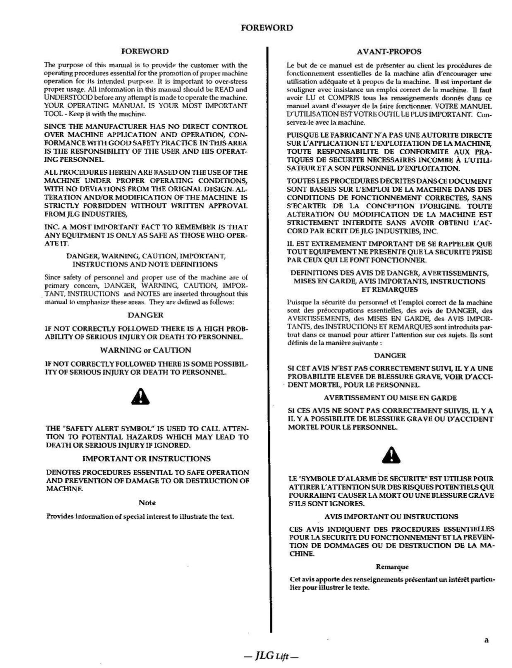 JLG 100HX 120HX 150HAX 30e 35e 40e 45e 50HT Operation Boom Lift Operators Manual