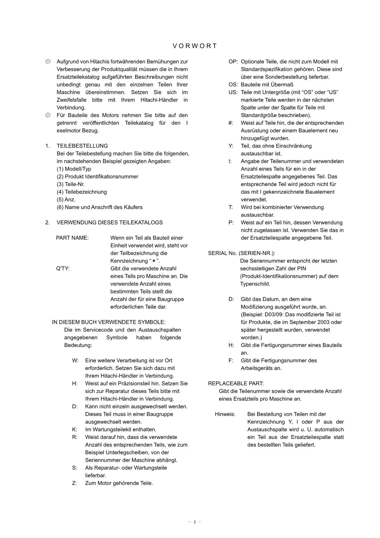 Hitachi ZW180 Wheel Loader Parts Catalog Manual SN 005101-up 000101-005100 EU
