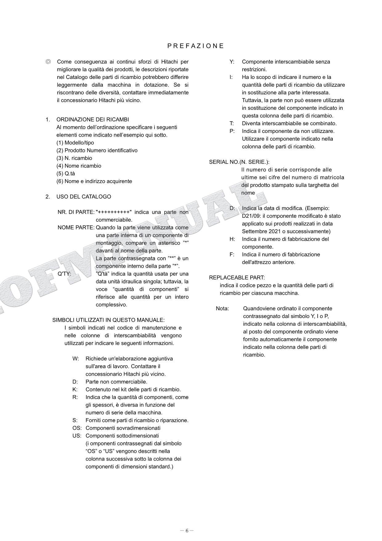 HITACHI ZAXIS ZX135US-6 Equipment Component Excavator Parts Catalog Manual