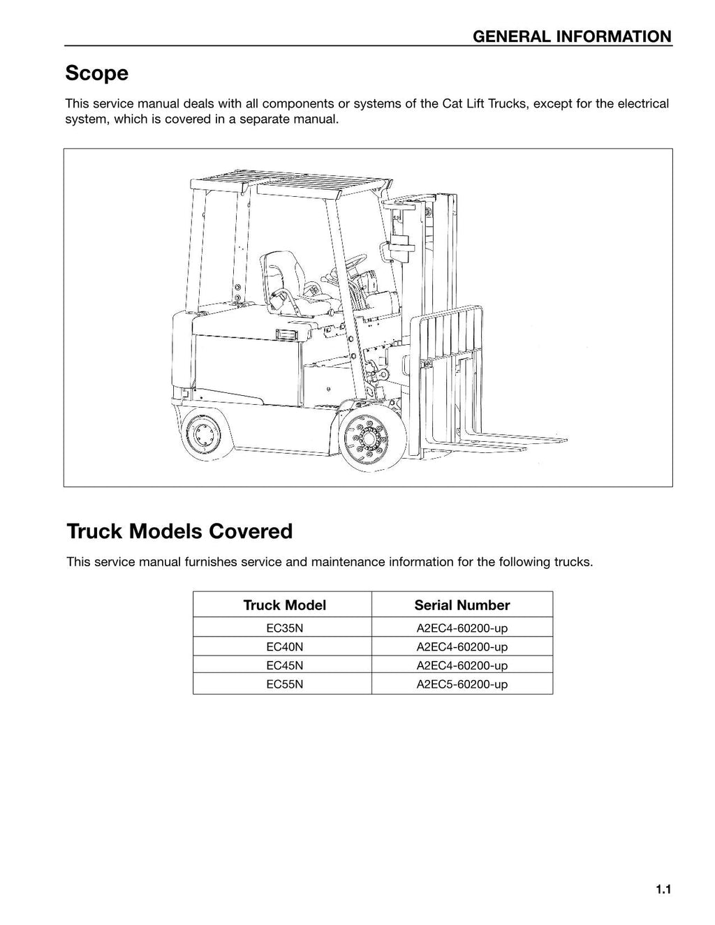 Manual de servicio de montacargas Caterpillar Lift Truck EC35N EC40N EC45N EC55N