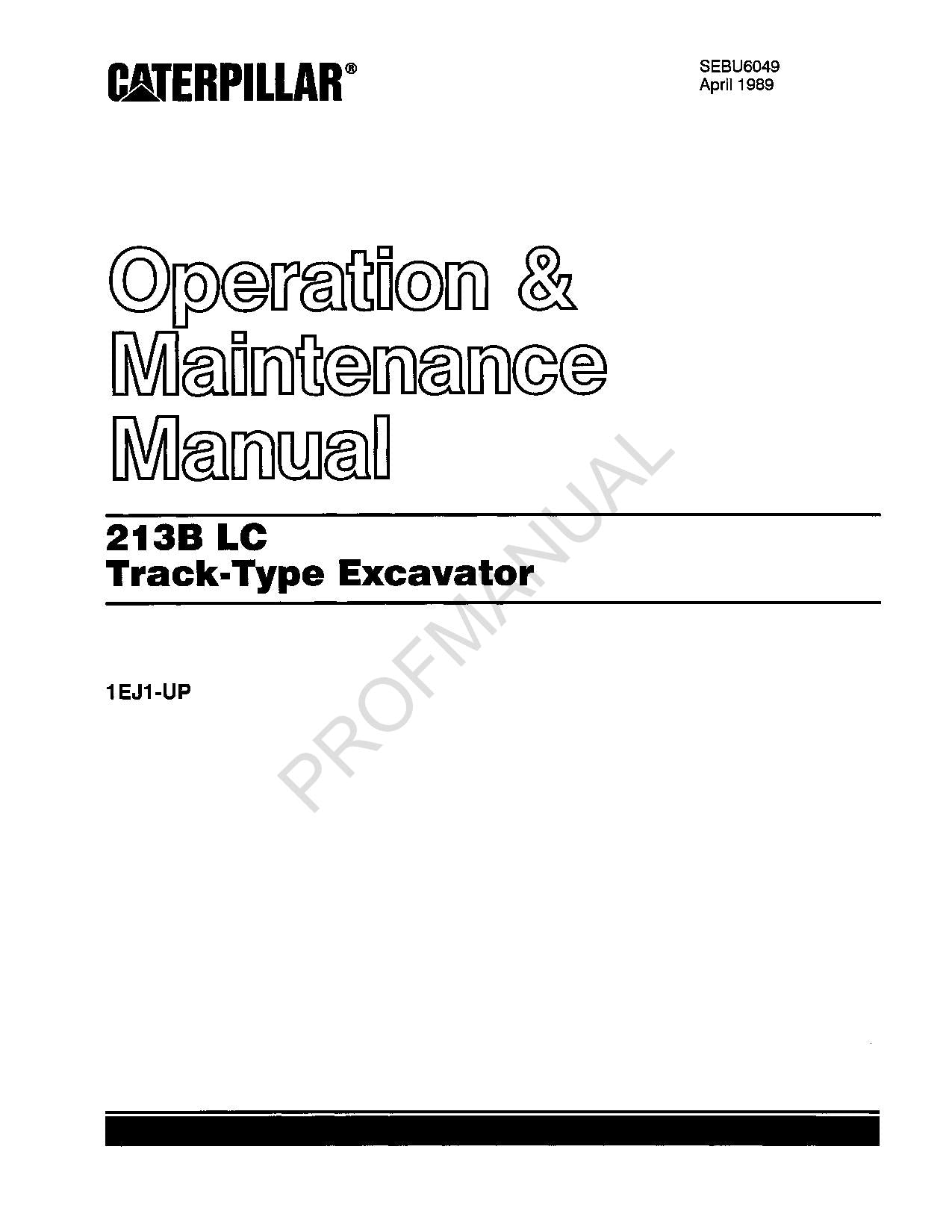 Manual de mantenimiento del operador de la excavadora de cadenas Caterpillar 213B LC