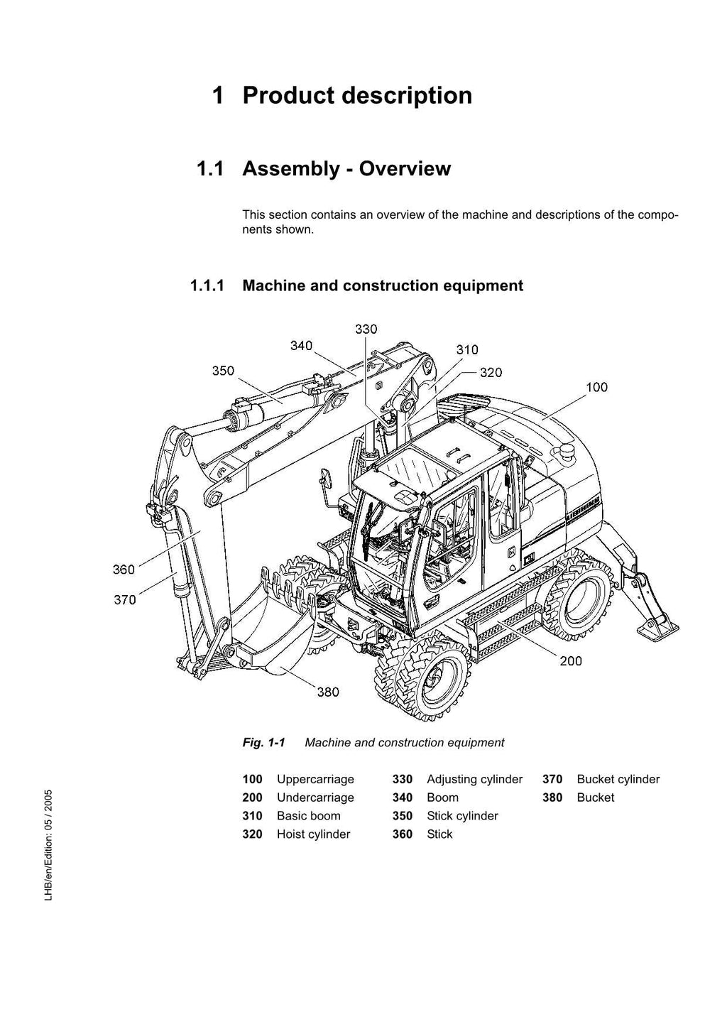 Liebherr A314 Litronic Excavator  Operators manual